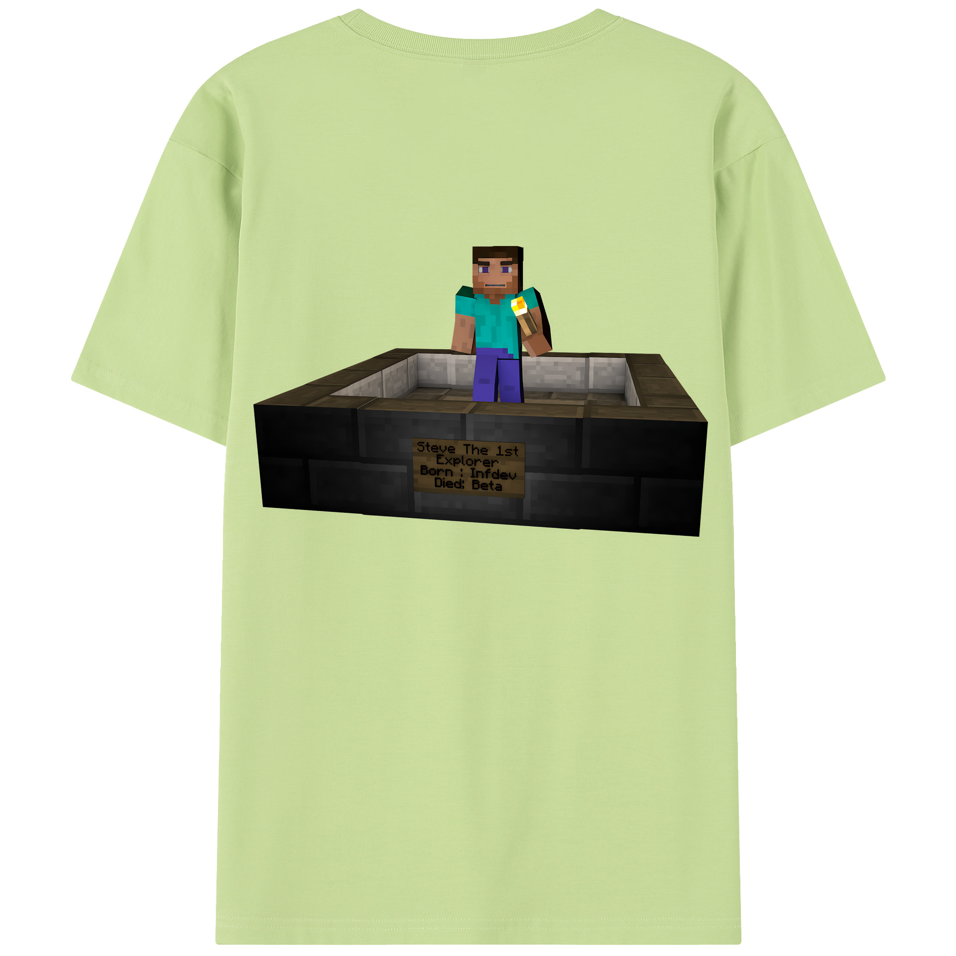 （画像用） マインクラフト ブロックの世界 Minecraft MC Block world 綿100％半袖Tシャツ（背面プリント）